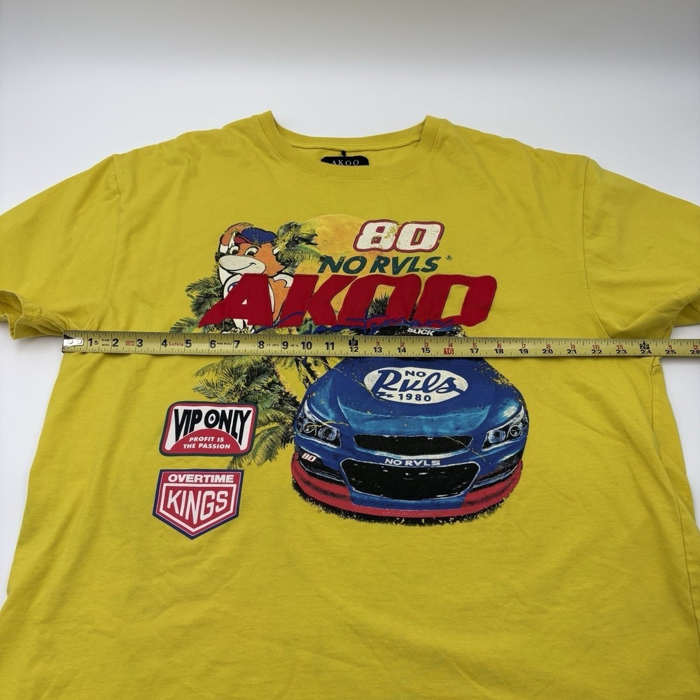 AKOO Mens Shirt 3XL Yellow Graphic Tee No Rvls Racing Car Short Sleeve - Picture 2 of 10